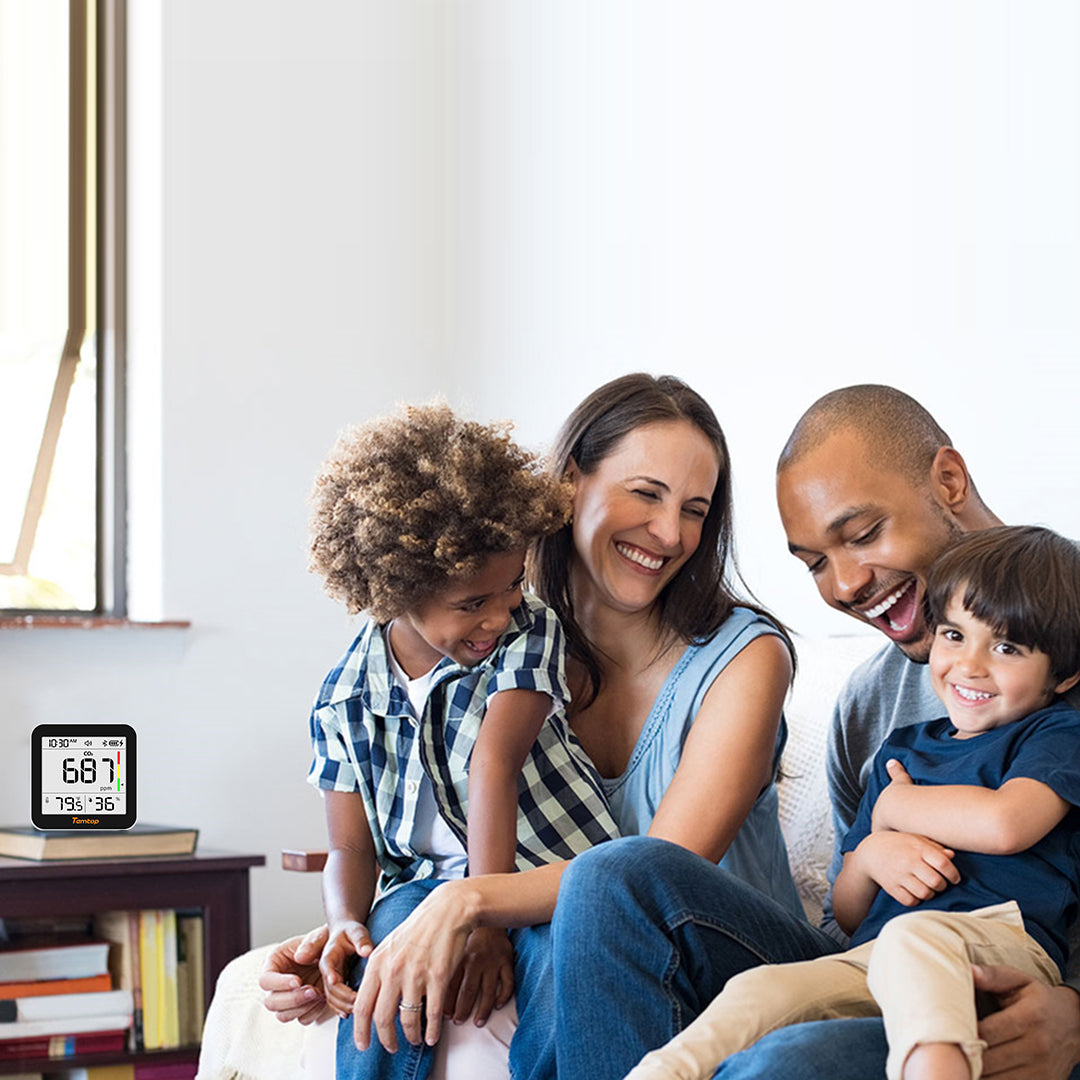 Temtop C10 2. Generation E-Ink-Display CO₂-Monitor – Innenraum-Luftqualitätsmonitor für CO₂, Temperatur und Luftfeuchtigkeit mit App und Datenhistorie