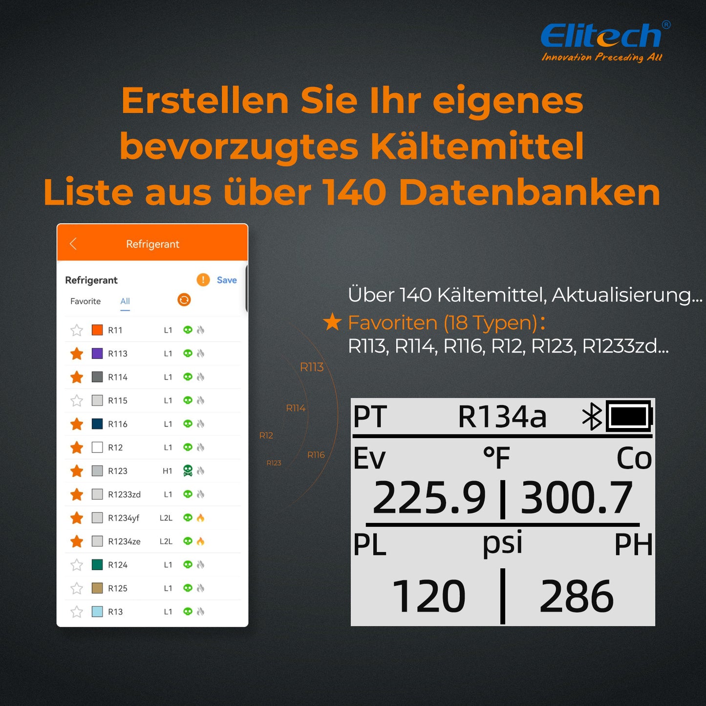 Elitech DMG-4B Digitales Verteilermessgerät, AC-Messgeräte mit App-Steuerung