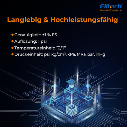 Elitech DMG-2SE Digitales Manometer für HLK-, Kälte- und Klimaanlagen – Druck- und Temperaturmessung, LCD-Anzeige