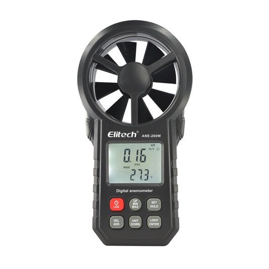 Elitech ANE-200W Bluetooth-Anemometer, digitales Windgeschwindigkeitsmessgerät mit Temperaturanzeige und USB-Datenexport, CFM/CMM-Luftstrommessung, für HVAC- und Umweltprüfungen