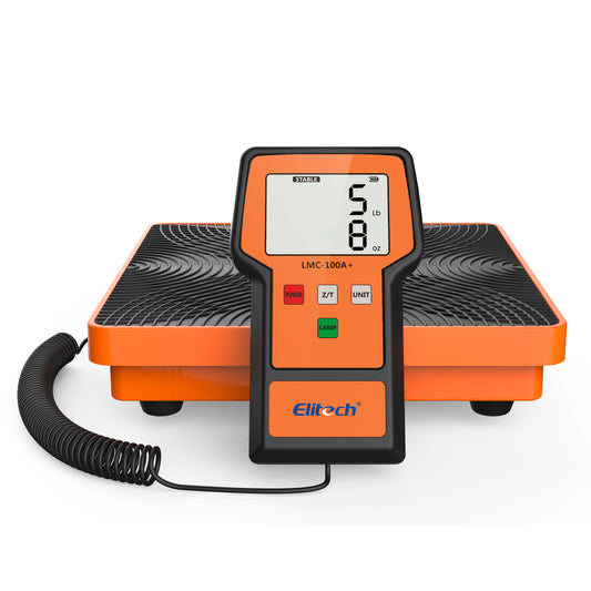 Elitech LMC-100A+ Elektronische Kältemittelwaage 100 kg Digitale Füllwaage für Kältemittel – geeignet für HVAC, Wärmepumpen und Klimaanlagen