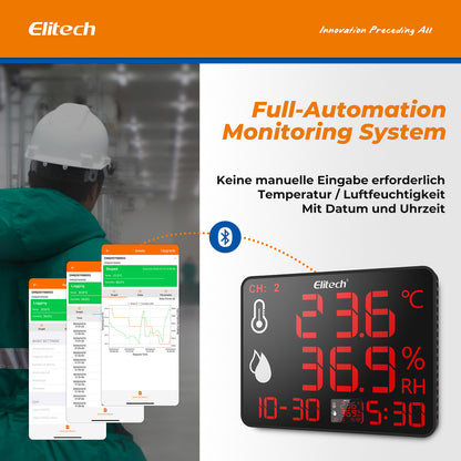 Elitech DR-230 Bluetooth-Datenlogger – HochprElitech DR-230 Bluetooth-Datenlogger – Hochpräziser digitaler Hygrometer und Thermometer mit 30.000 Speicherpunktenäziser digitaler Hygrometer und Thermometer mit 30.000 Speicherpunkten