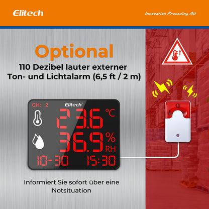 Elitech DR-230 Bluetooth-Datenlogger – HochprElitech DR-230 Bluetooth-Datenlogger – Hochpräziser digitaler Hygrometer und Thermometer mit 30.000 Speicherpunktenäziser digitaler Hygrometer und Thermometer mit 30.000 Speicherpunkten