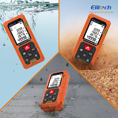 Elitech LDM-50D Laser-Entfernungsmesser 50 m, Digitales Messgerät mit Flächen-/Volumen-/Pythagoras-Funktion, hintergrundbeleuchtetem LCD, 99 Datensätzen, ±2 mm Genauigkeit, umschaltbaren Einheiten (ft/in/m), ideal für Heimwerker & Innenraumgestaltung
