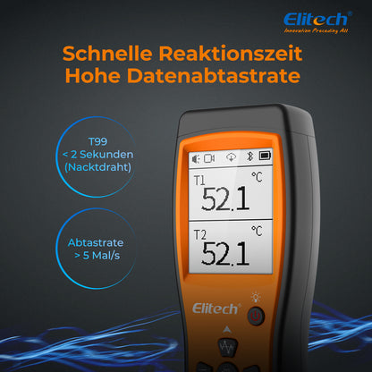 Elitech ICT-220 Bluetooth Dual Thermocouple Thermometer – Hochpräzisions-K-Typ-Temperatursensor mit App