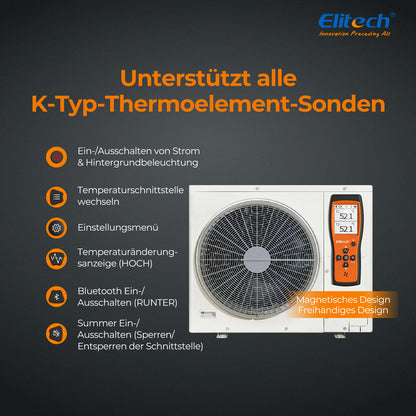 Elitech ICT-220 Bluetooth Dual Thermocouple Thermometer – Hochpräzisions-K-Typ-Temperatursensor mit App