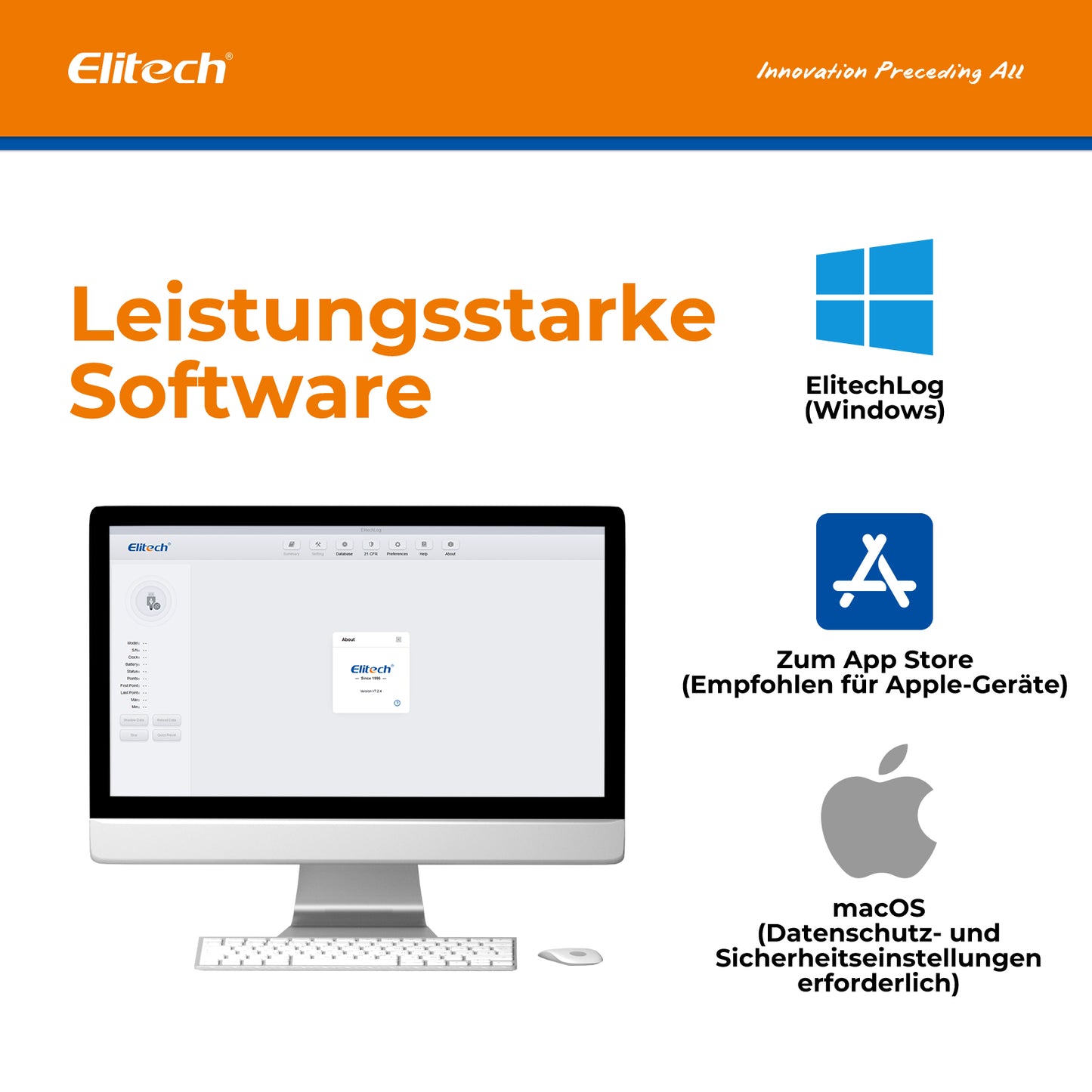 Elitech RC-4 Pro PDF USB Digitaler Temperatur-Datenlogger, wiederverwendbarer Recorder, DDL mit 64.000 Messpunkten, hohe Genauigkeit, Shadow Data, integrierter Summer, automatische PDF-/CSV-Berichte, Windows/MacOS-Software