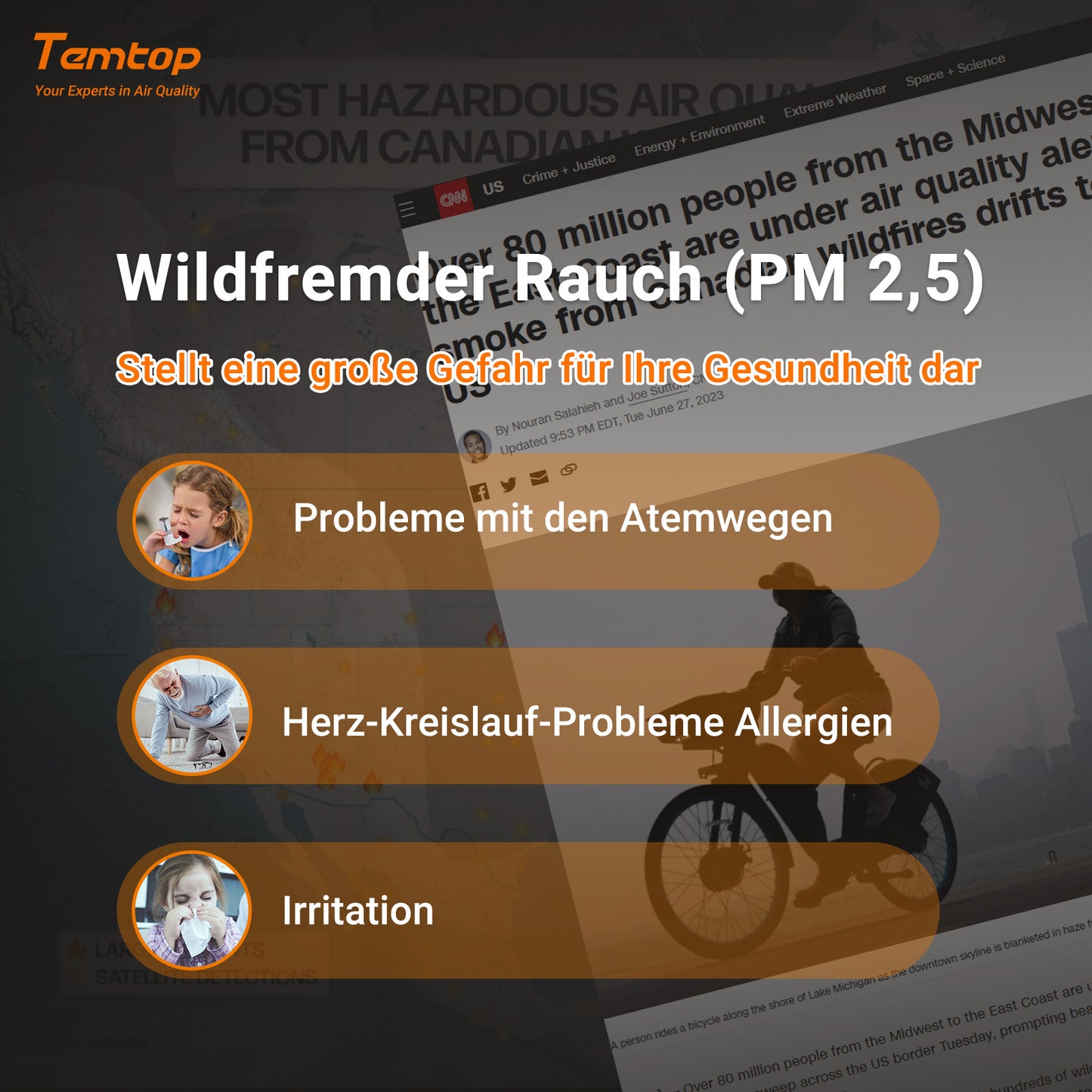 Temtop M10i WiFi-Luftqualitätsmonitor für PM2,5 TVOC AQI HCHO Formaldehyd-Detektor Echtzeit-Datenaufzeichnung
