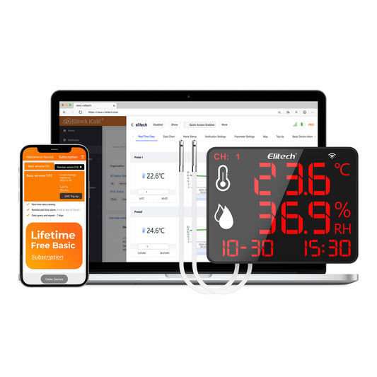 Elitech DR-230W Bluetooth- & WLAN-Datenlogger, hochpräzises digitales Hygrometer-Thermometer, 30.000 Messwerte