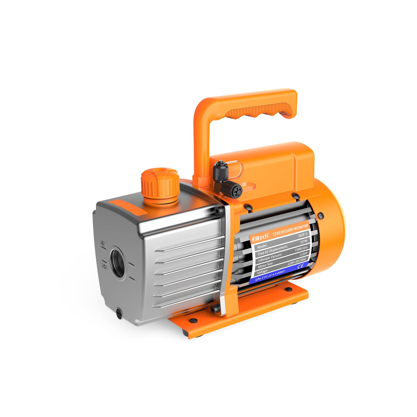 Elitech NVP-5 HVAC 220V Vakuumpumpe, 5 CFM, 2 L/s, 1/3 HP, einstufige Drehschieber-Vakuumpumpe für HVAC- und Kälteanlagen, langlebig und wartungsfreundlich