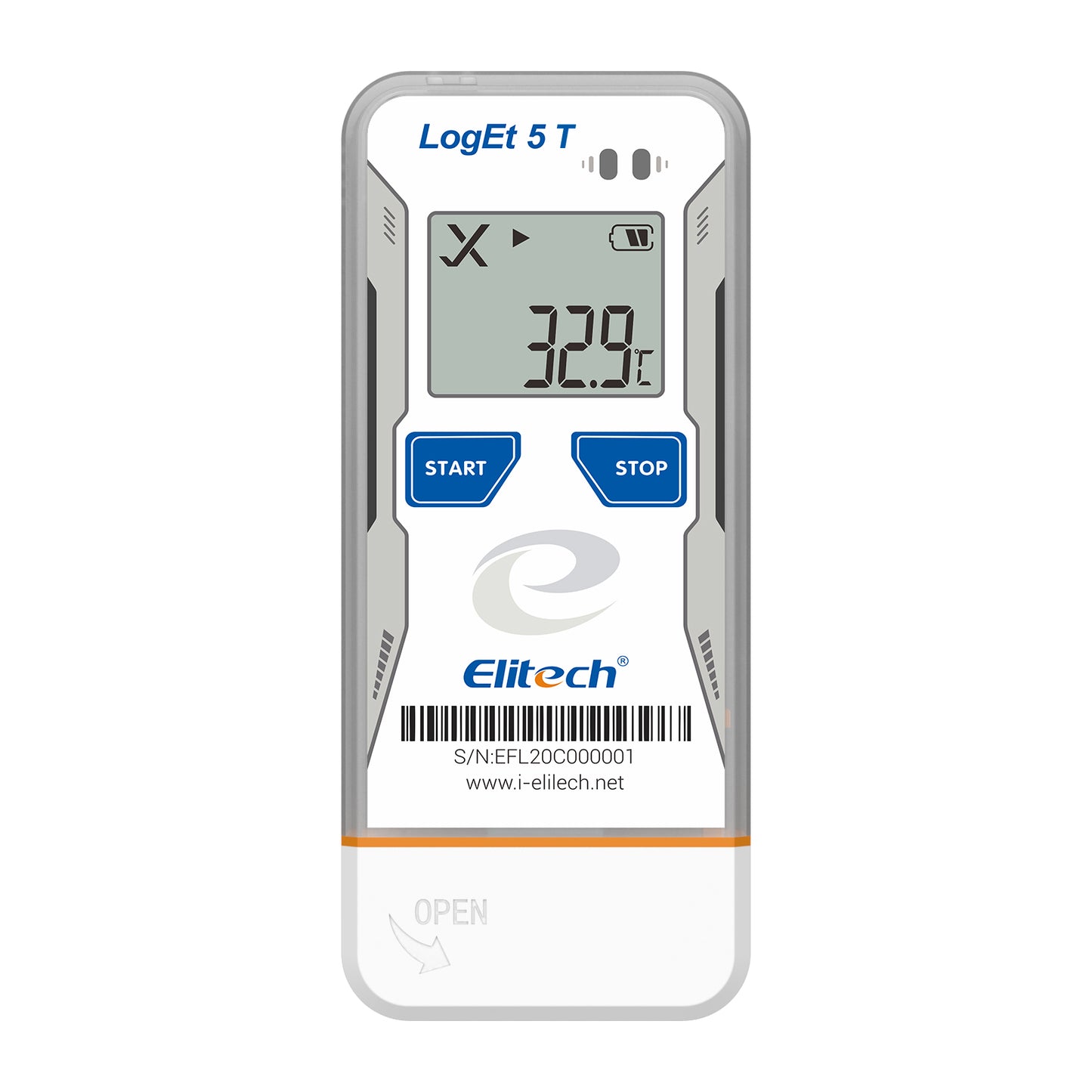 Elitech LogEt 5 T Temperatur-Datenlogger, wiederverwendbarer Rekorder, Shadow-Daten-Funktion, automatischer PDF-/CSV-Bericht, 32.000 Messwerte