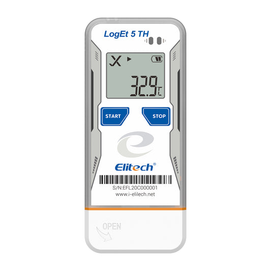 Elitech LogEt 5 TH Temperatur- und Feuchtigkeits-Datenlogger, wiederverwendbarer Rekorder, Shadow-Daten-Funktion, automatischer PDF-/CSV-Bericht, 32.000 Messwerte